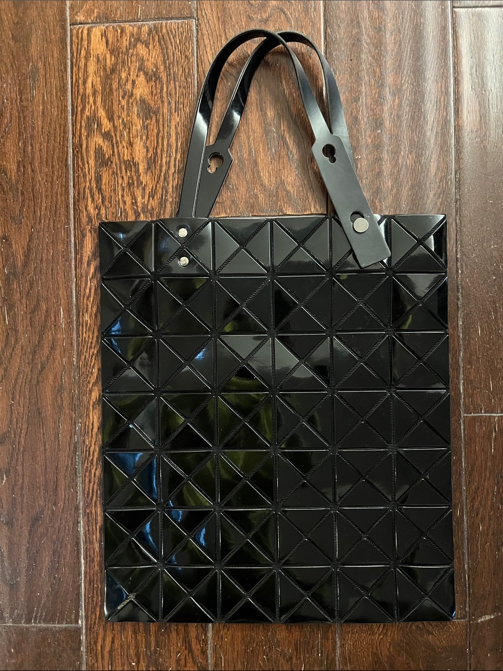 Issey Miyake BAO BAO Black Geometric Patent Tote